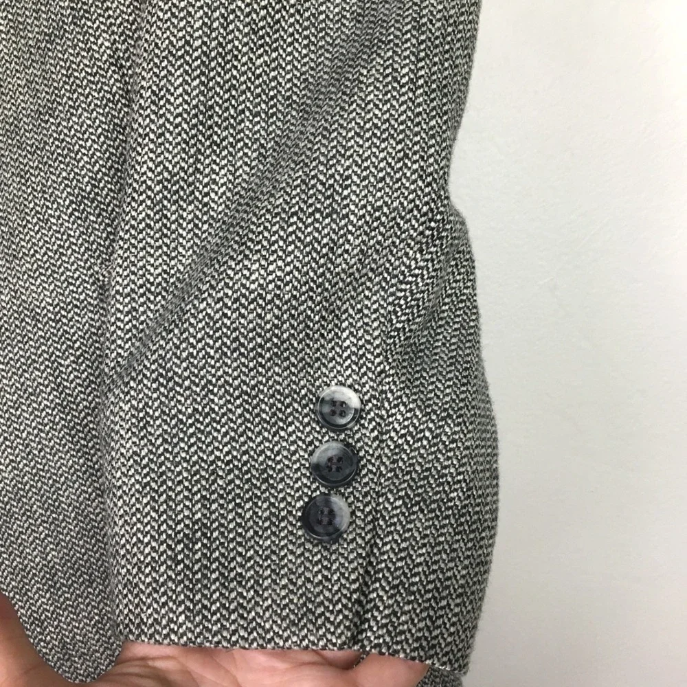 Towncraft‎ Herringbone Wool Silk Blend Blazer 40R Grey Black